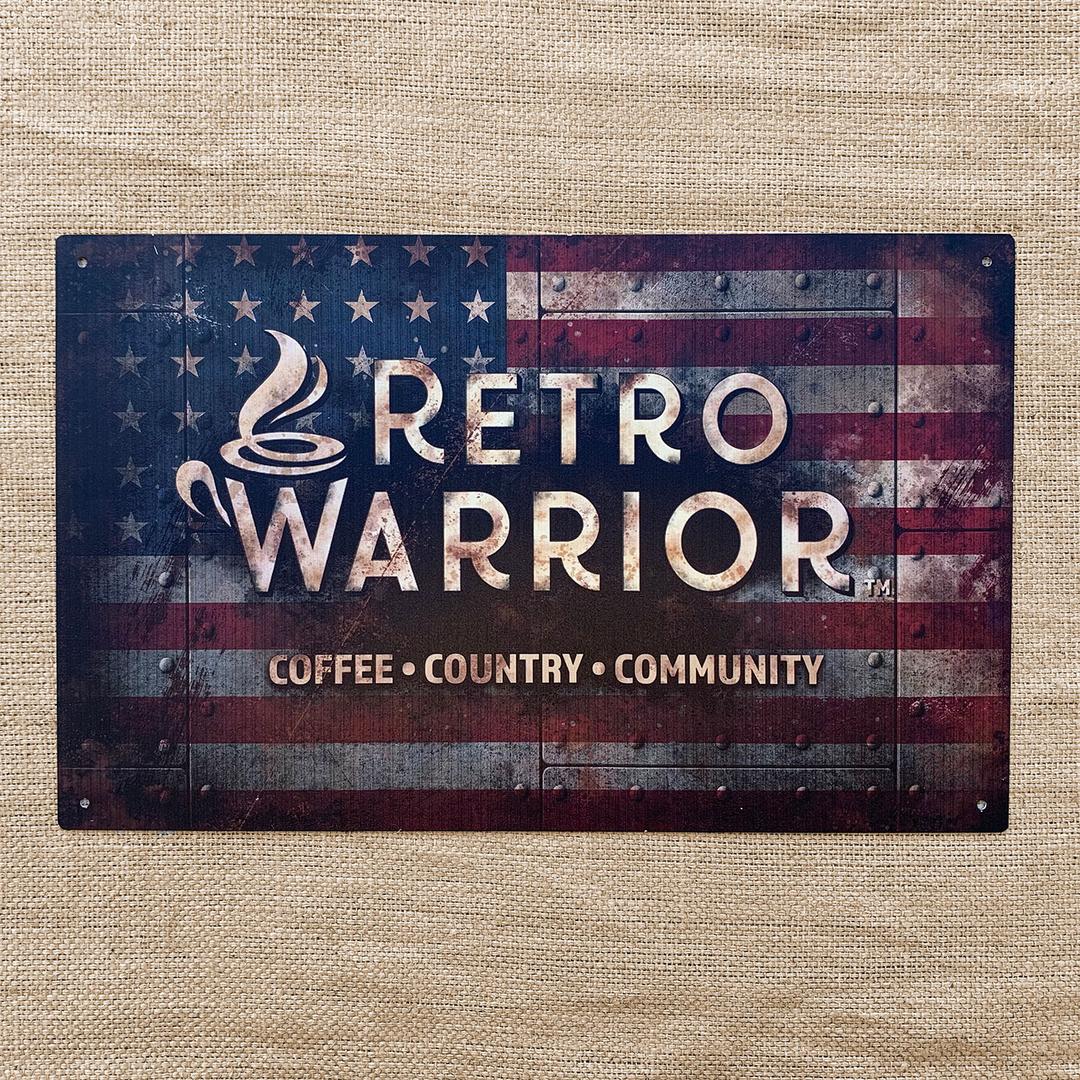 Retro Warrior Coffee Vintage Flag Sign